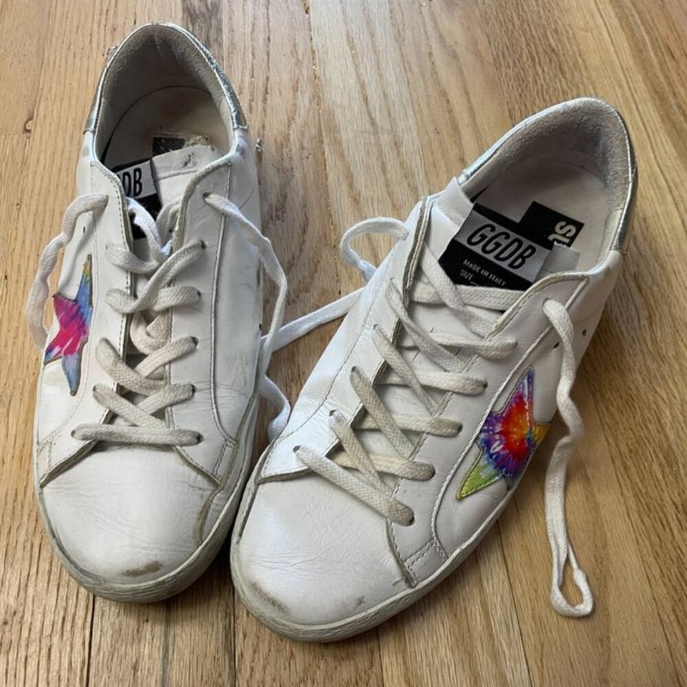 Golden Goose Sneakers Womens Size 38 (7.5) - Rainbow Heart - Good Condition